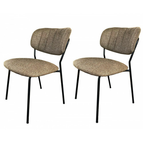 Mathi Design - BELLAGIO - 2 Chaises de repas tissu marron Mathi Design  - Chaise acier