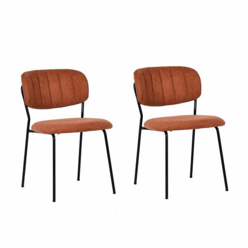 Mathi Design - BELLAGIO - 2 Chaises de repas tissu orange Mathi Design  - Chaise acier