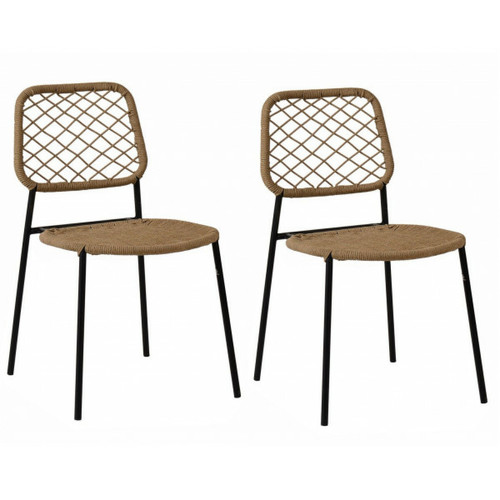 Mathi Design - CORDOU - 2 Chaises de repas corde beige Mathi Design - Maison Marron noir
