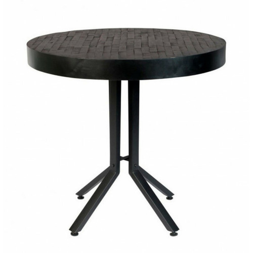 Mathi Design - MAZE - Table bistro ronde en bois noir L75 - Tables à manger Industriel