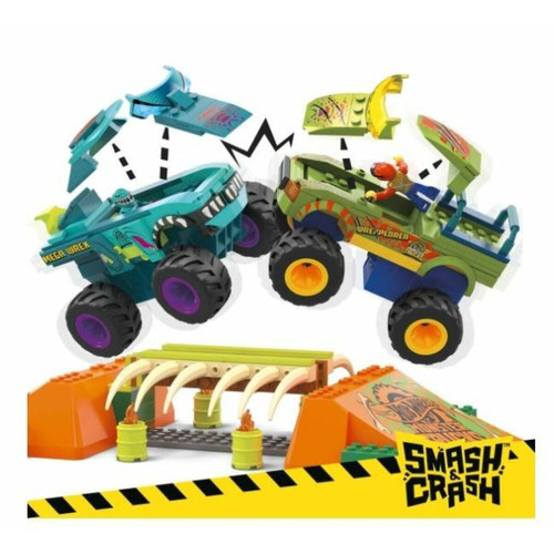 Mattel MEGA Hot Wheels Monster Trucks Mega-Wrex Knochen Crash Stuntbahn, Konstruktionsspielzeug