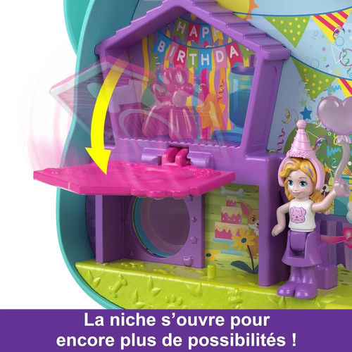 Animaux Polly Pocket - Coffret anniversaire chiot avec 2 mini-figurines et 14 accessoires