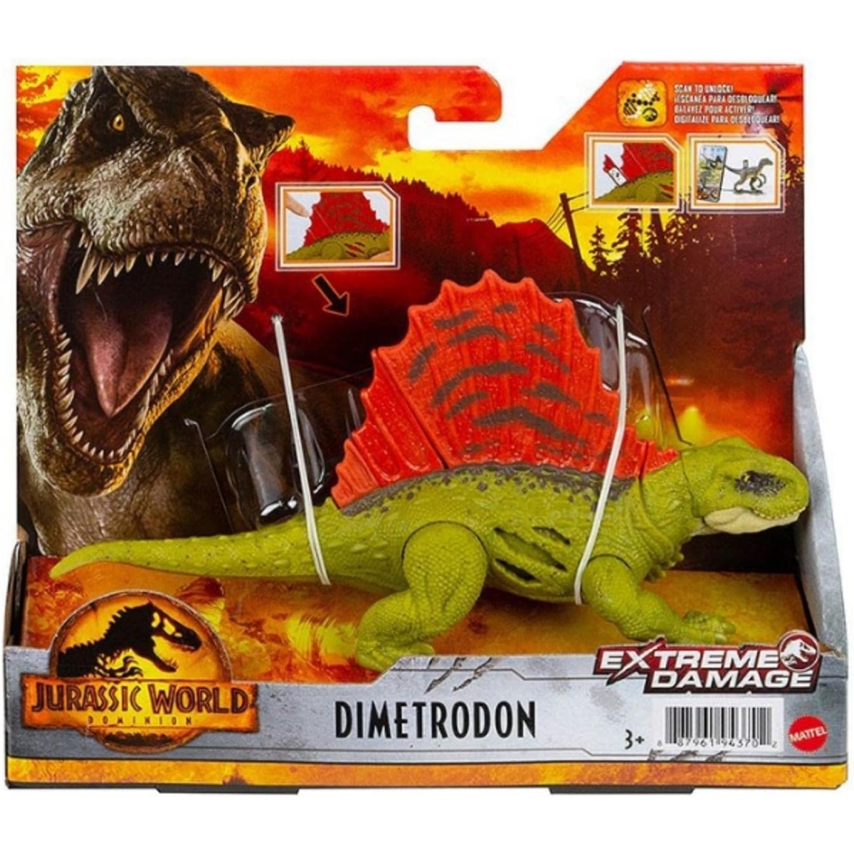 mattel figurine jurassic world dinosaure ''dimetrodon''  multicolore