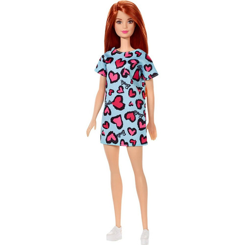 Mattel - Barbie Chic poupée rousse avec robe bleue à motifs c urs Mattel  - Mattel