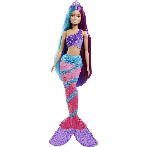 Mattel - Barbie poupée Sirène Cheveux Longs Fantastiques bicolores avec brosse Mattel  - Poupées mannequins Mattel