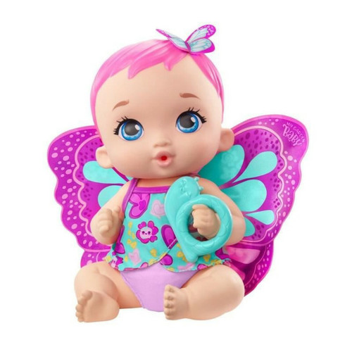 Mattel - My Garden Baby - Bebe Papillon Rose Boit et Fait Pipi 30 cm, couche reutilisable, tenue, ailes amovibles - Poupon - Des 2 ans Mattel  - Poupées & Poupons
