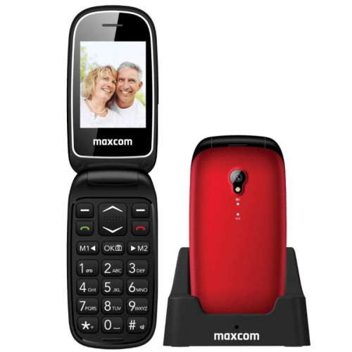 Maxcom - Maxcom MM816 - Téléphone portable clapet senior 2.4", Touche SOS, double SIM, rouge - Téléphone mobile