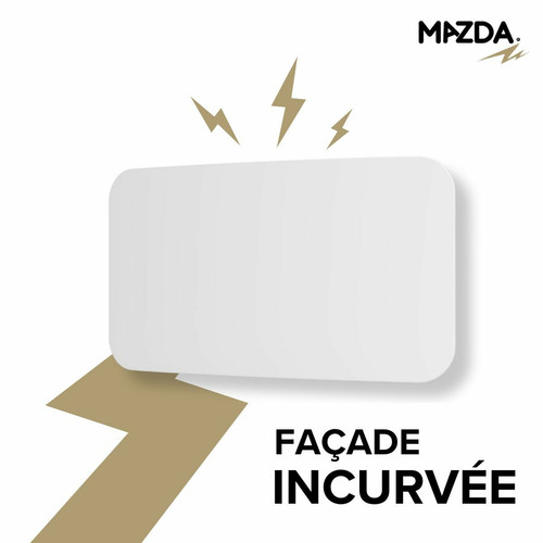 Mazda Radiateur électrique fixe 1400W - Inertie sèche - Écran LCD - Céramique - Façade incurvée - Blanc - SanCurvinho Mazda