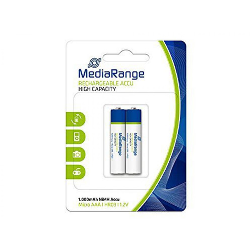 Mediarange - Pack de 2 piles rechargeables Mediarange haute capacité NiMH Accus Micro AAA HR03 1.2V Mediarange  - Piles