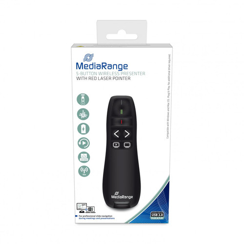 Mediarange - Pointeur laser rouge sans fil MROS220 Mediarange 5 boutons noir Mediarange  - Mediarange