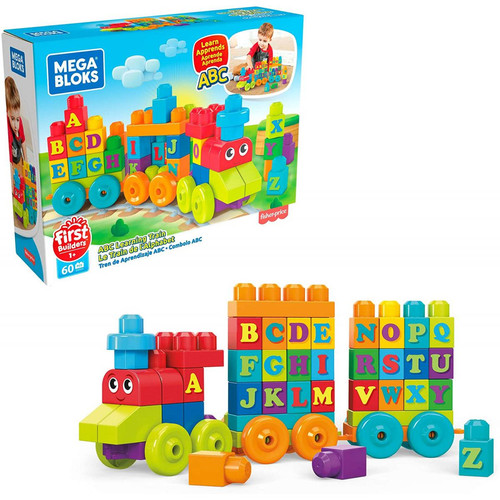 MEGA BLOKS - Le train des Lettres de blocs de construction de 60 pièces pour bébé et enfant de 1 à 5 ans MEGA BLOKS  - Jeux de construction