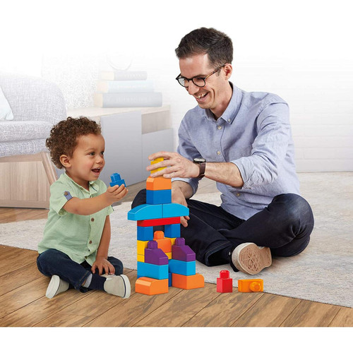 MEGA BLOKS - Sac de blocs de construction de 80 pièces pour bébé et enfant de 1 à 5 ans bleu MEGA BLOKS  - Briques et blocs