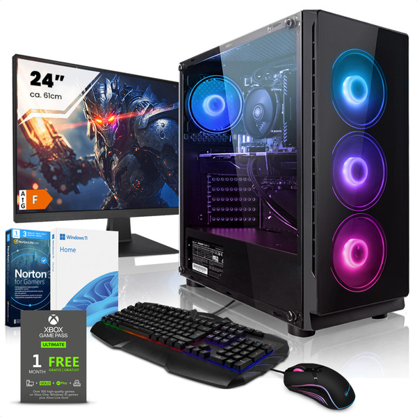 PC Fixe Megaport 24" Set PC Gamer • Intel i3-12100F • GeForce GTX1660 • 16Go • 500Go M.2 SSD • Ecran 24"+Clavier+Souris • Windows 11 • 1409-FR