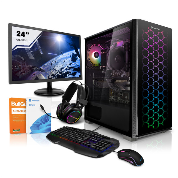 PC Fixe Gamer Megaport Méga Pack Challenger • AMD Ryzen 5 5500 • GeForce GTX 1650 • 24" Ecran+Clavier+Souris • 16Go • 500Go M.2 SSD • Windows 11 • 22-FR