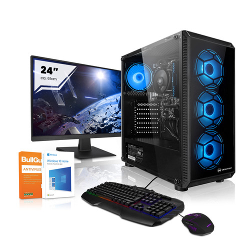 Megaport - PC Set Cyberhawk II • AMD Ryzen 3 Pro 4350G • Radeon™Graphics • Ecran+Clavier+Souris • 8Go DDR4 • 240Go • Windows 10 •97-FR - PC Fixe Amd radeon hd