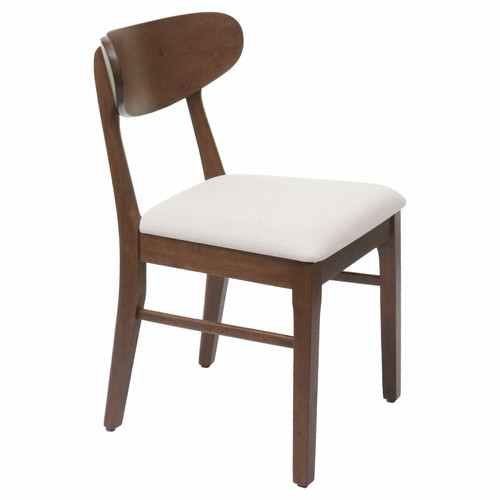 Chaises Lot de 2 chaises de salle à manger HWC-M59, chaise de cuisine, tissu/textile bois massif ~ bâti foncé, crème