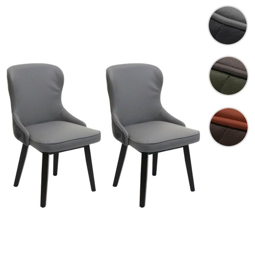 Mendler - Lot de 2 chaises de salle à manger HWC-M60, chaise rembourrée, chaise de cuisine, tissu/textile bois massif ~ gris foncé-gris clair Mendler  - Chaise écolier Chaises