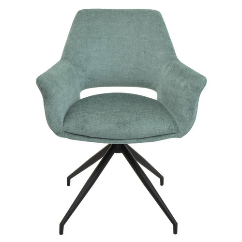 Mendler Lot de 6 chaises de salle à manger HWC-M53, chaise de cuisine avec accoudoirs, pivotante Auto-Position, métal tissu/textile ~ gris-bleu