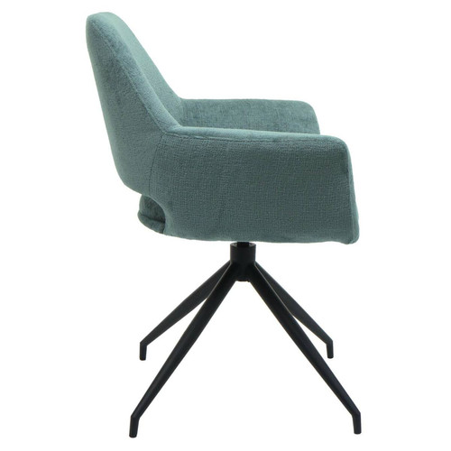Chaises Lot de 6 chaises de salle à manger HWC-M53, chaise de cuisine avec accoudoirs, pivotante Auto-Position, métal tissu/textile ~ gris-bleu