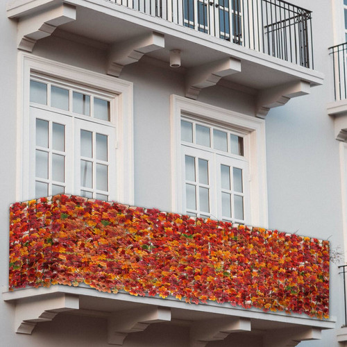 Mendler - Pare-vue de balcon N77, pare-vue pare-vent habillage pour balcon terrasse clôture ~ 300x150cm érable rouge-jaune Mendler  - Cloture terrasse