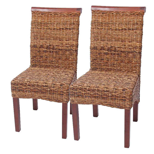 Mendler - Lot de 2 chaises M45, banane tressée, 47x54x93cn, pieds marrons Mendler  - Chaises Rotin