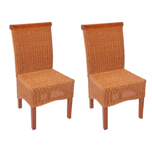 Mendler - Lot de 2 chaises M42 salle à manger, rotin/bois, 46x50x96cm ~ sans coussins Mendler  - Maison