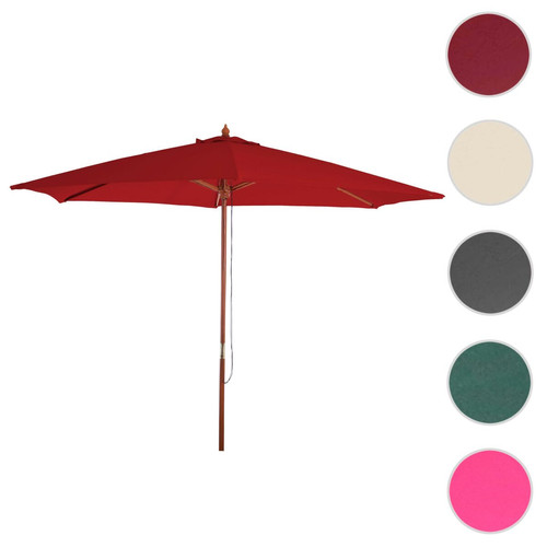 Mendler - Parasol en bois, parasol de jardin Florida, parasol de marché, 3m ~ bordeaux Mendler  - Parasols
