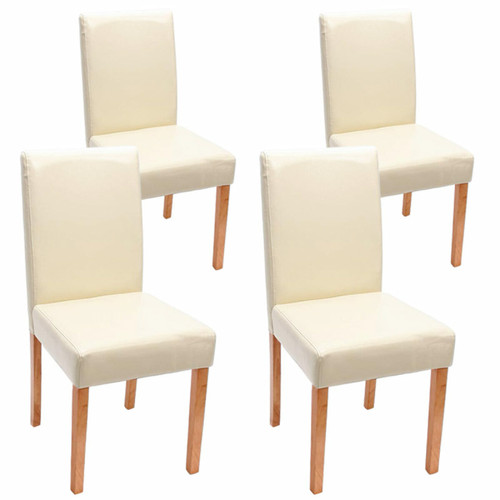 Chaises Mendler Lot de 4 chaises de séjour Littau ~ cuir reconstitué, crème, pieds clairs
