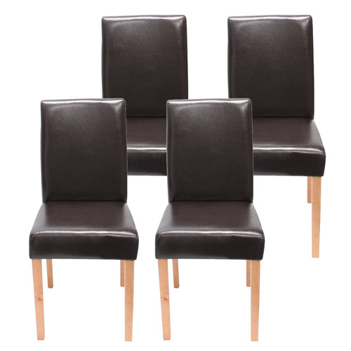 Mendler - Lot de 4 chaises de séjour Littau ~ simili-cuir, marron, pieds clairs Mendler  - Chaises Mendler