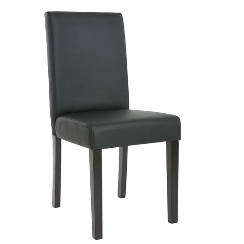 Mendler Lot de 2 chaises de séjour Littau ~ simili-cuir, noir mat, pieds foncés
