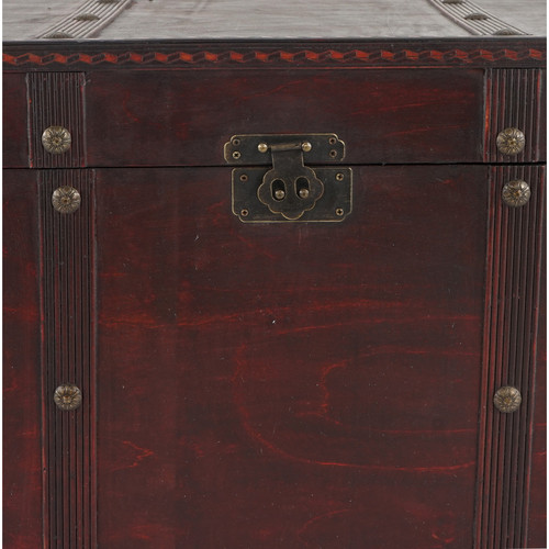 Boîte de rangement Coffre bois de décoration malle au trésor Valence aspect antiquité, 49x77x47cm ~ carré