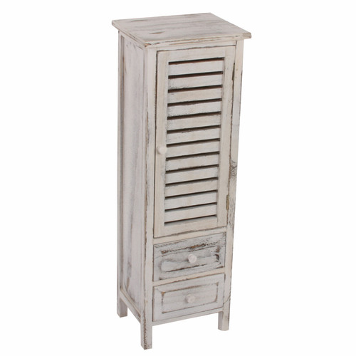 Mendler - Commode / armoire, 2 tiroirs, 30x25x90cm, shabby, vintage ~ blanc Mendler  - Commode