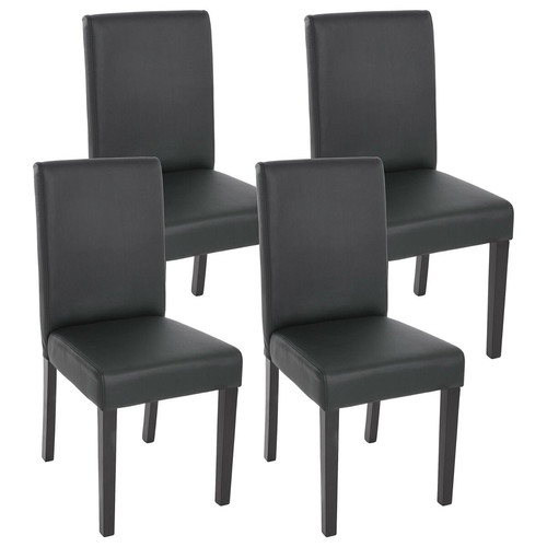 Mendler - Lot de 4 chaises de séjour Littau ~ simili-cuir, noir mat, pieds foncés Mendler  - Lot de 4 chaises Chaises