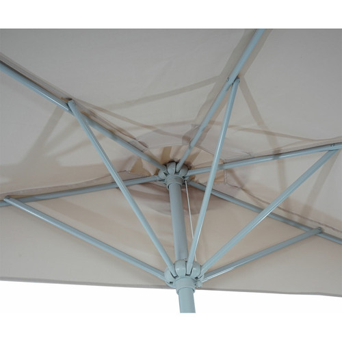 Parasols Demi-parasol aluminium Parla pour balcon ou terrasse, IP 50+, 300cm ~ crème sans pied