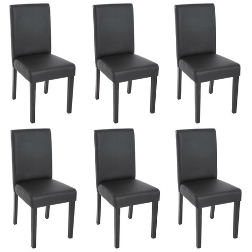 Chaises Mendler Lot de 6 chaises de séjour Littau ~ simili-cuir, noir mat, pieds foncés