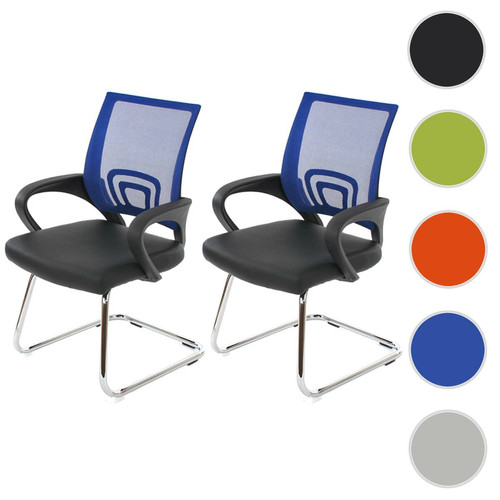 Mendler - Lot de 2 chaises de conférence / chaise visiteurs Ancona, simili-cuir ~ bleu Mendler  - Chaises simili cuir