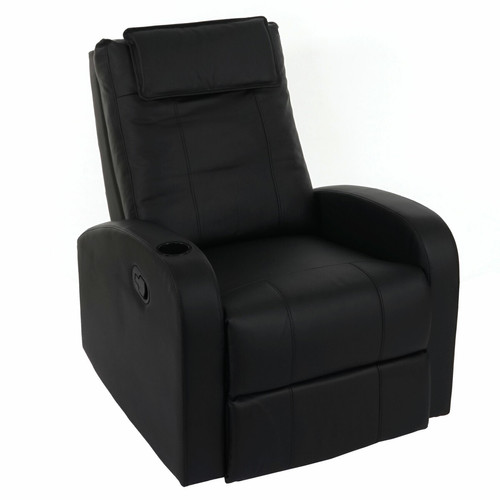 Mendler - Fauteuil de télévision Durham, fauteuil relax, chaise longue, similicuir ~ noir Mendler  - Fauteuil chaise longue