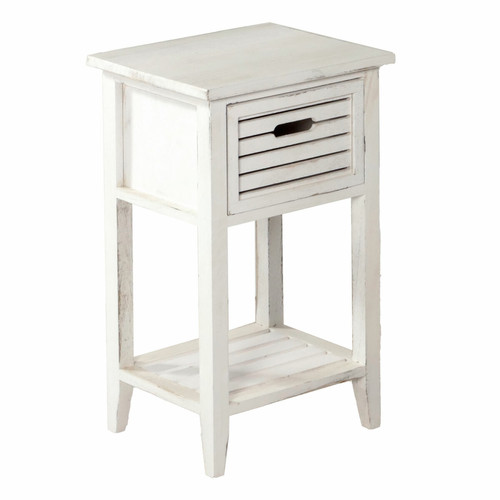 Commode Table d'appoint / chevet, 1 tiroir, 35x27x57cm, shabby, vintage ~ blanc