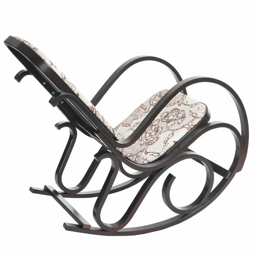 Fauteuils Fauteuil à bascule M41, rocking-chair en bois ~ Jacquard brun