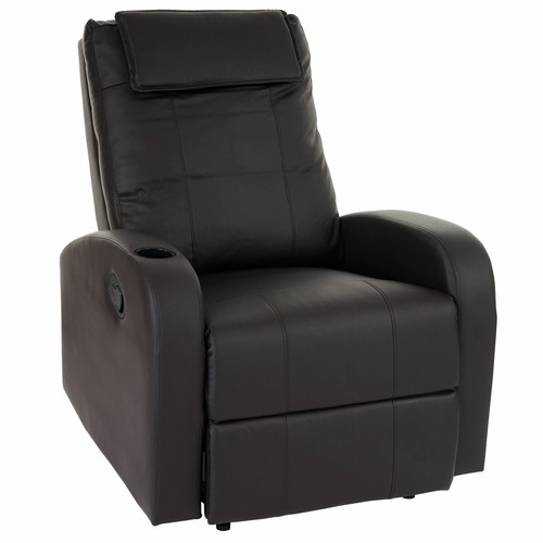 Mendler - Fauteuil de télévision Durham, fauteuil relax, chaise longue, similicuir ~ café Mendler  - Fauteuil chaise longue