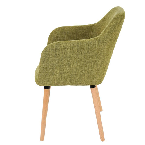 Mendler 6x chaise de séjour / salle à manger Malmö T381, style rétro des années 50 ~ tissu, vert clair