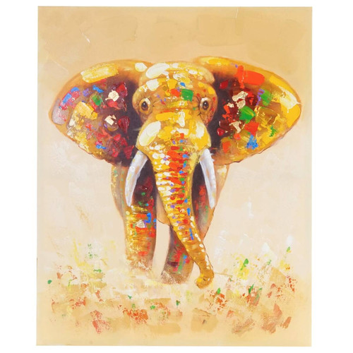 Mendler - peinture à l'huile éléphant peinte à la main à 100% / toile de décoration murale XL ~ 100x80cm Mendler  - Tableaux, peintures Mendler