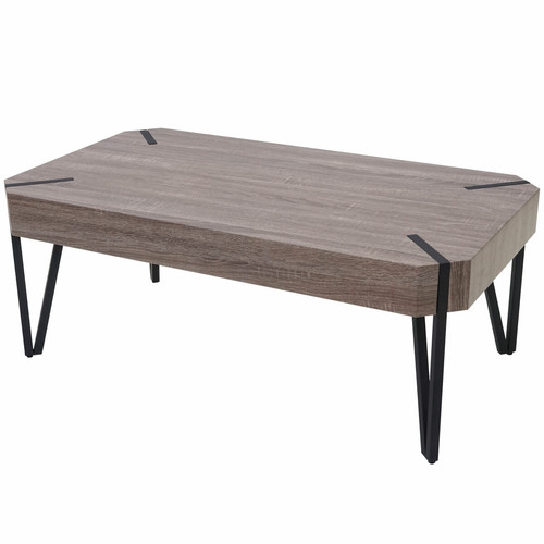 Mendler - Table basse de salon Kos T573, MVG 43x110x60cm ~ chêne foncé, pieds métalliques foncés Mendler - Pied table basse metal