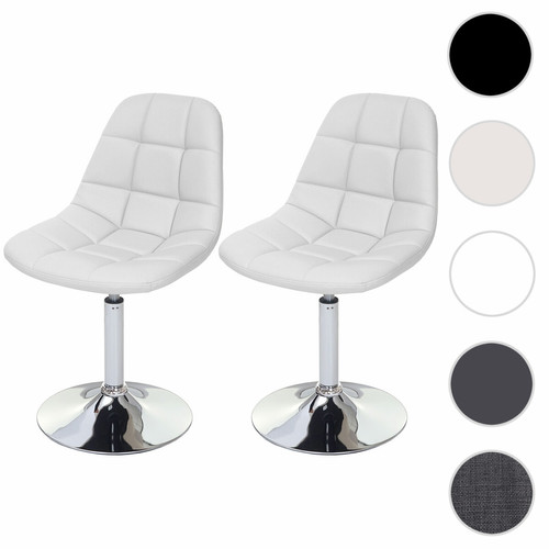 Mendler - 2x chaise de salle à manger Cascina, fauteuil pitovante, chrome ~ similicuir blanc Mendler  - Chaises Mendler