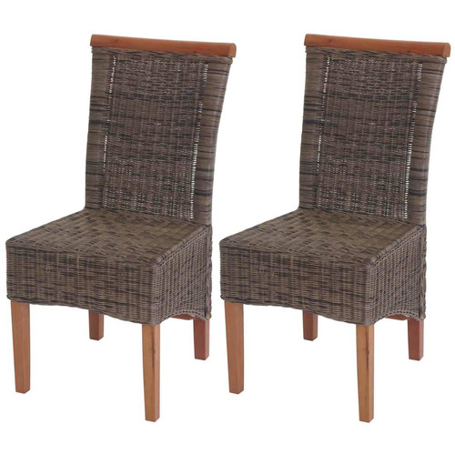 Mendler - 2x chaise de salle à manger Savona, fauteuil, rotin ~ sans coussin Mendler  - Chaises Rotin