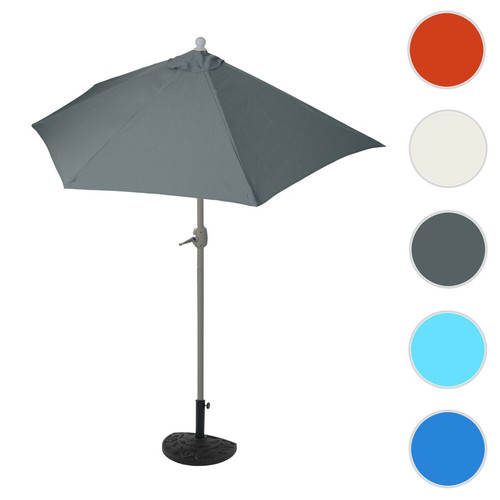 Parasols Mendler Parasol Parla en alu, hémicycle, parasol de balcon UV 50+ ~ 270cm anthracite avec pied