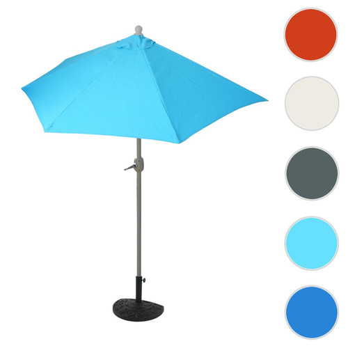 Mendler - Parasol Parla en alu, hémicycle, parasol de balcon UV 50+ ~ 270cm turquoise avec pied Mendler - Mobilier de jardin Mendler