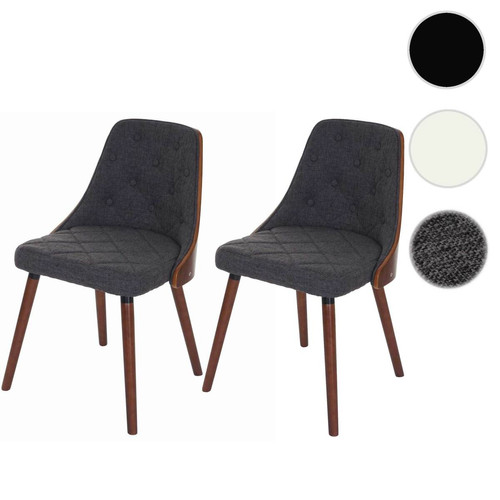 Mendler - 2x chaise de salle à manger Osijek, fauteuil, aspect noix, bois cintré ~ tissu, gris Mendler  - Salon, salle à manger