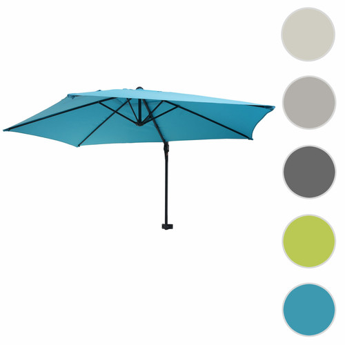 Mendler - Parasol mural Casoria, parasol déporté pour le balcon, 3m, inclinable ~ turquoise Mendler  - Parasol Rectangulaire Inclinable Parasols