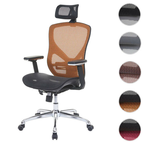 Mendler - Chaise de bureau HWC-A61, chaise pivotante, tissu ISO9001 ~ noir/orange Mendler  - Mobilier de bureau Mendler